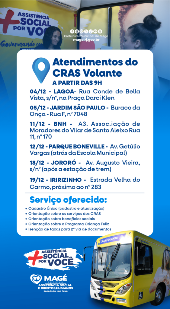 AGENDA CRAS VOLANTE MAGÉ, RJ.