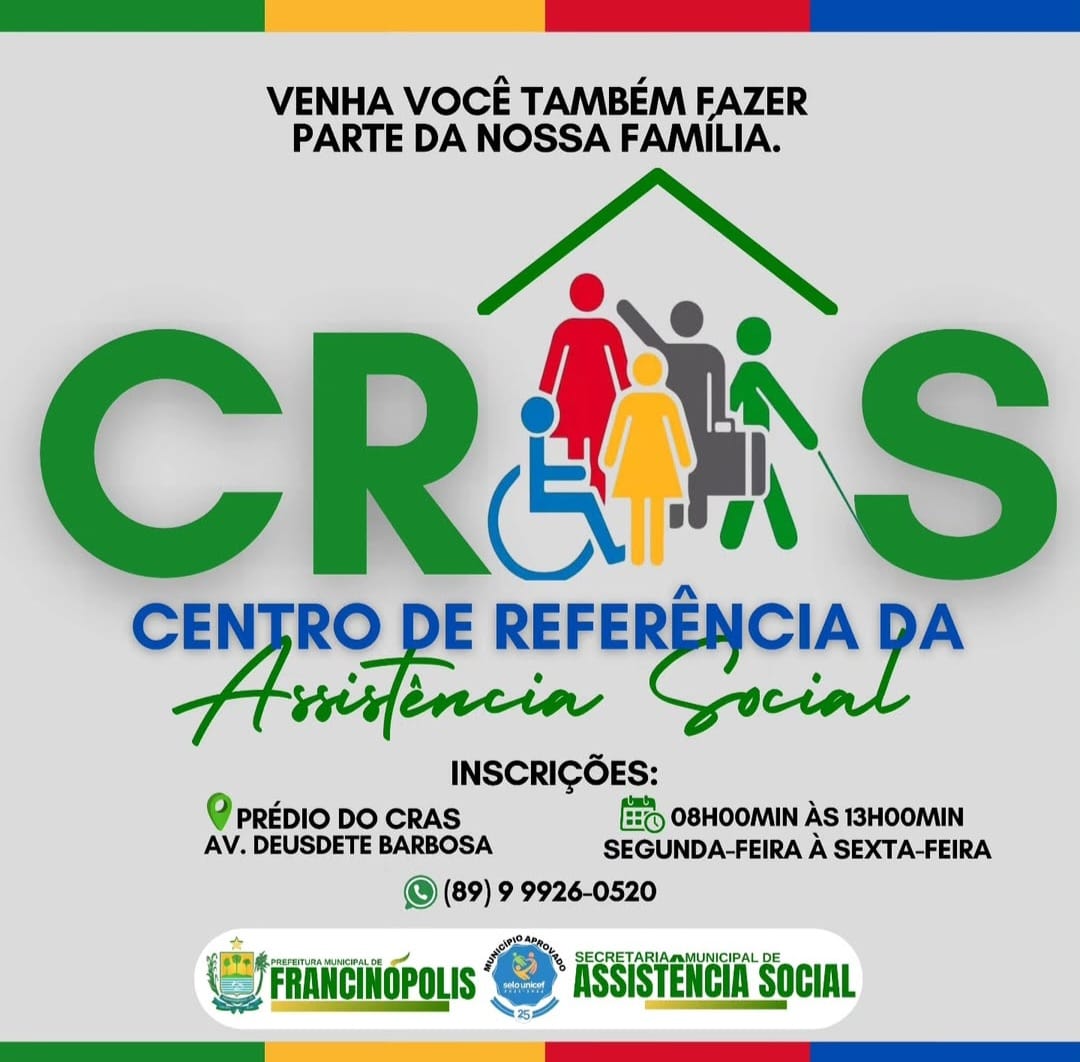 Banner com informações do CRAS de Francinópolis