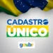 Logo do Cadastro Único com a bandeira do Brasil ao fundo.