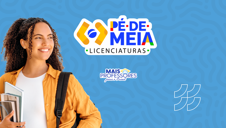 Banner sobre o Programa Mais Professores para o Brasil, incentivando o ingresso de novos docentes no ensino público.