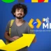 Jovem sorridente com mochila, ilustrando o benefício do Pé-de-Meia, o programa de poupança para estudantes do ensino médio.