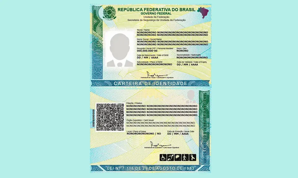 Modelo da nova Carteira de Identidade Nacional (CIN) emitida no Brasil.