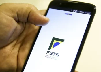 Tela do aplicativo do FGTS mostrando o logo e a opção de saque.