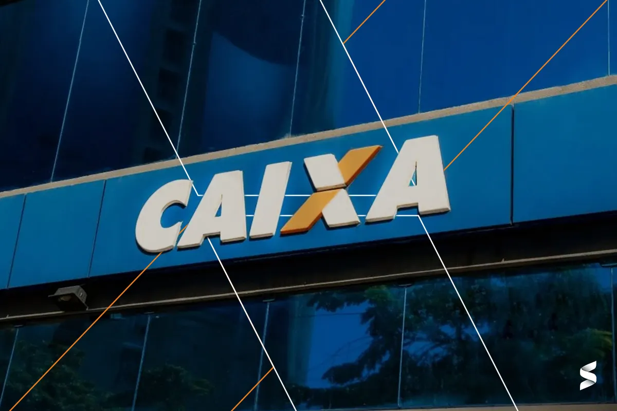 Fachada da agência CAIXA, representando os diversos canais de atendimento oferecidos pelo banco, como Internet Banking e aplicativos digitais.