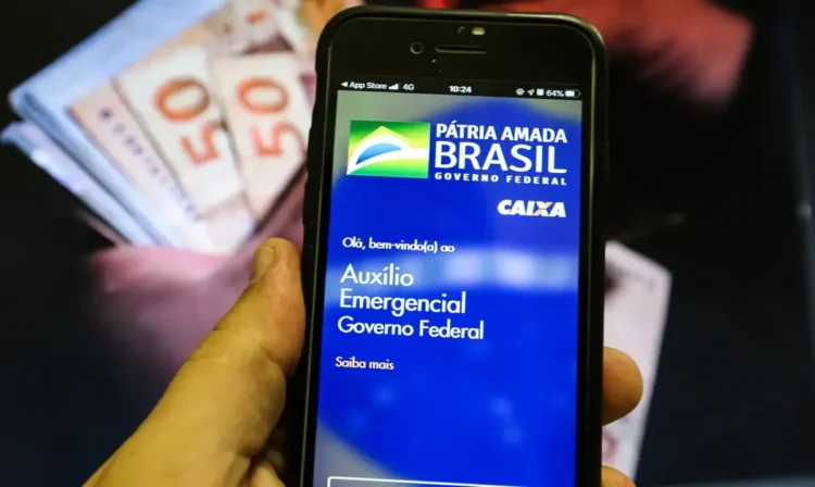 Tela do aplicativo Caixa Econômica mostrando a página do Auxílio Emergencial.