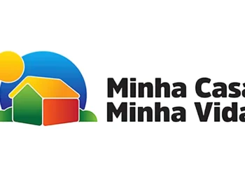 Logo do programa Minha Casa, Minha Vida, com as cores do programa e o nome destacado.