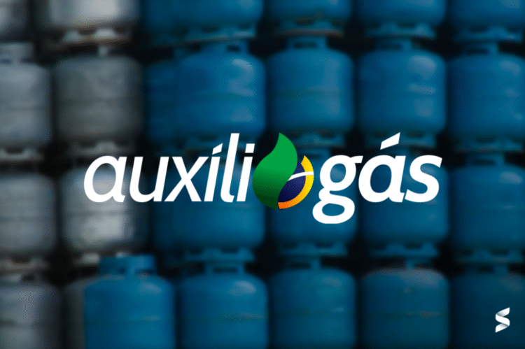 Calendário de pagamentos do Auxílio Gás 2025 com fundo de botijões de gás.