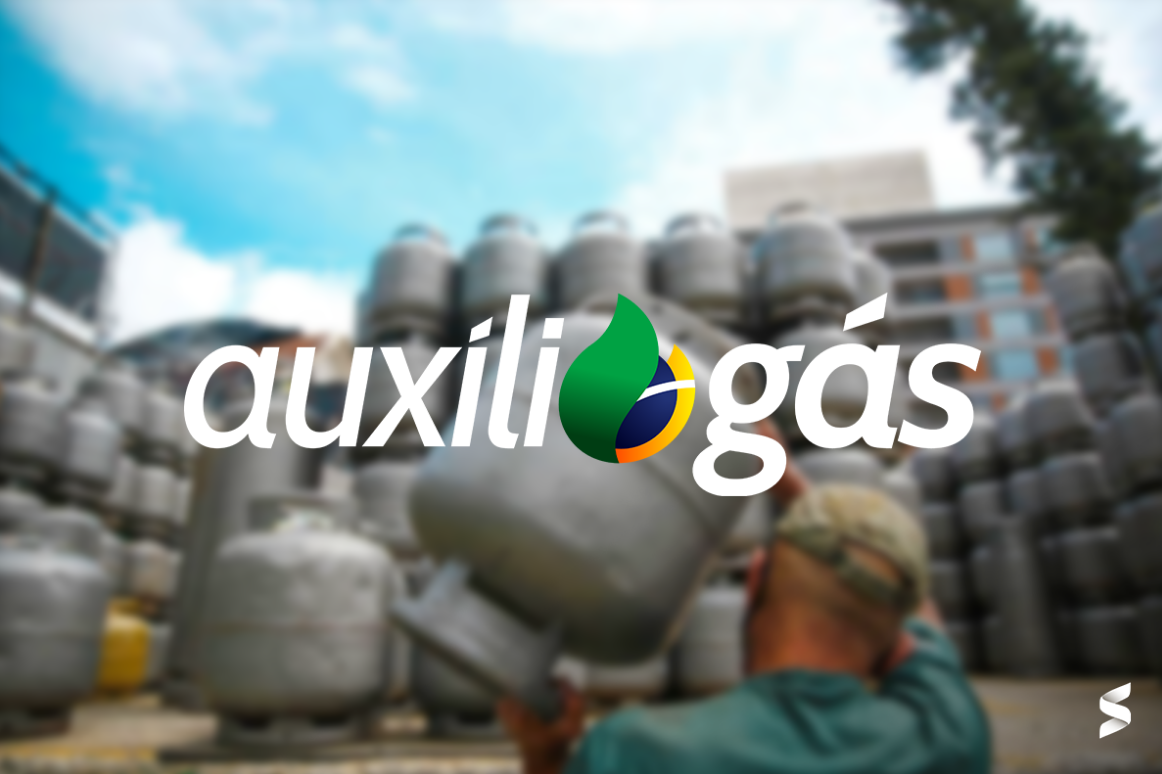 Imagem ilustrativa do Auxílio Gás 2025 com um trabalhador segurando um botijão de gás, representando a ajuda para famílias de baixa renda.