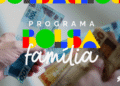 Imagem ilustrando o Programa Bolsa Família com notas de dinheiro e o título 'Bolsa Família' em destaque.