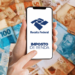 Imagem mostrando celular com logo da Receita Federal e a frase 'Imposto de Renda', sobre fundo com notas de dinheiro.