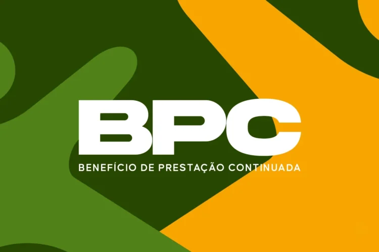 BPC - Benefício de Prestação Continuada com fundo verde e laranja destacando o logo do programa.