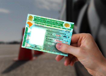 Carteira Nacional de Habilitação sendo segurada por uma mão, simbolizando a oportunidade da CNH gratuita no Detran-BA