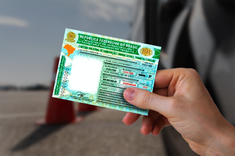 Carteira Nacional de Habilitação sendo segurada por uma mão, simbolizando a oportunidade da CNH gratuita no Detran-BA