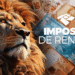 Imagem de um leão com dinheiro ao fundo e texto “Imposto de Renda”.