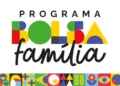 Logo do Programa Bolsa Família com design colorido e formas geométricas.