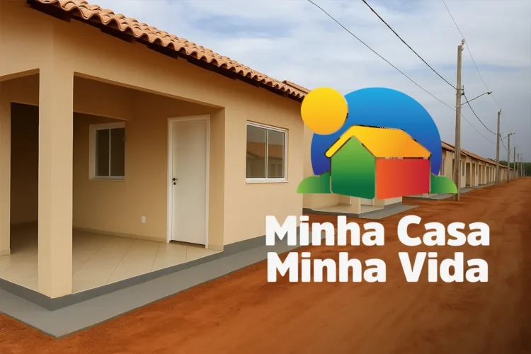 Casas populares do programa Minha Casa Minha Vida em rua de terra batida