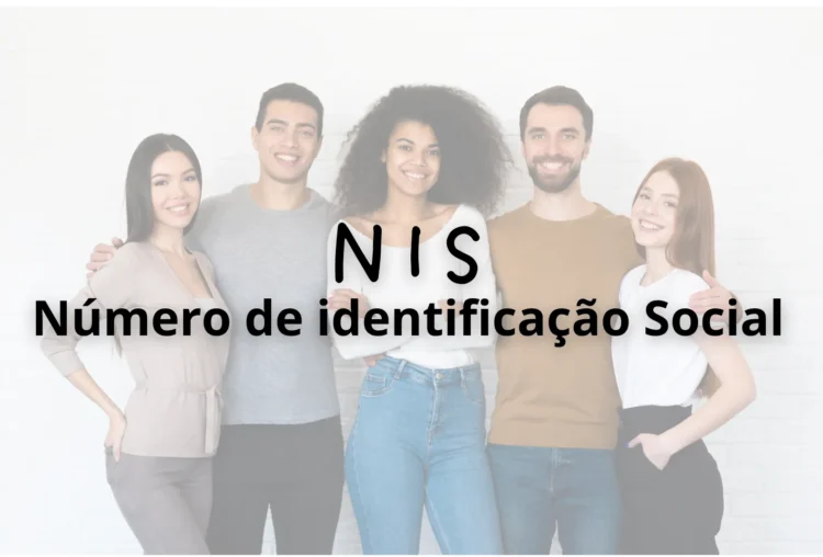 Grupo de jovens sorrindo com o texto “NIS Número de identificação Social” em destaque, ilustrando consulta do NIS usando CPF.