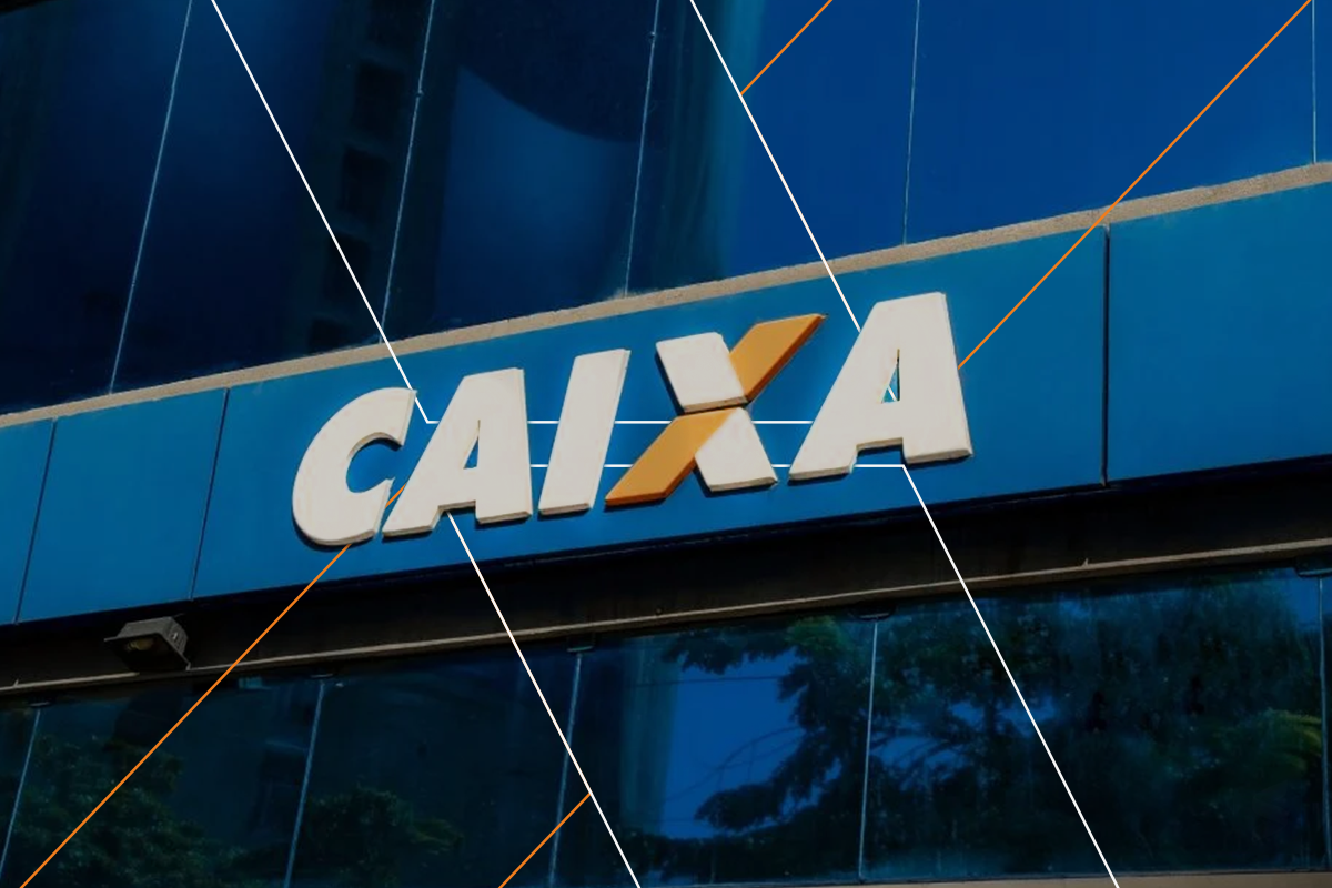 Logotipo da Caixa Econômica Federal, destacando a presença do banco nas inscrições do programa Minha Casa, Minha Vida.