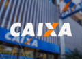 Logo da Caixa Econômica Federal com foco na identidade visual da empresa e do seu serviço de saque de FGTS.