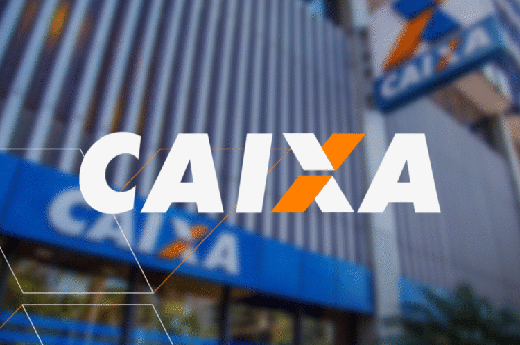 Logo da Caixa Econômica Federal com foco na identidade visual da empresa e do seu serviço de saque de FGTS.