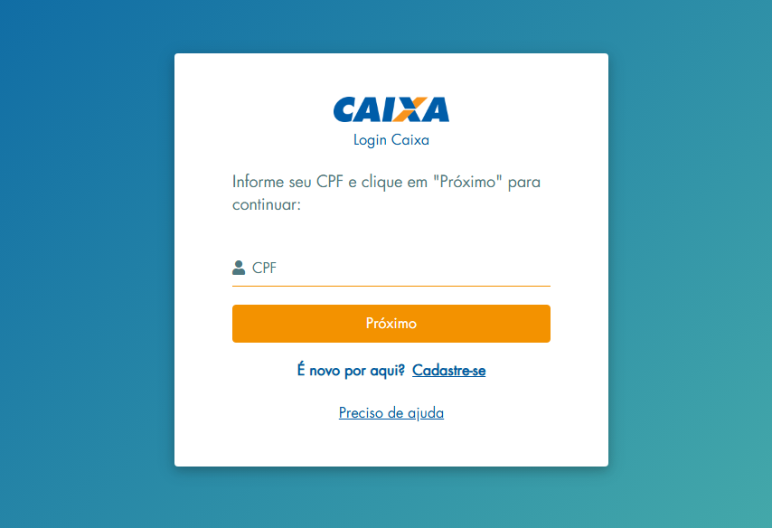 "Tela de login do Caixa Econômica, destacando a rapidez no acesso com o CPF já cadastrado."