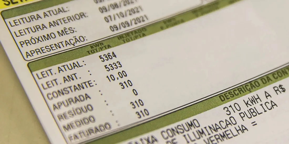 Exemplo de fatura de energia elétrica mostrando os detalhes do consumo