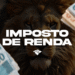 Imagem representativa do Imposto de Renda 2025, com notas de dinheiro e um leão ao fundo, simbolizando a cobrança e a correção da restituição.
