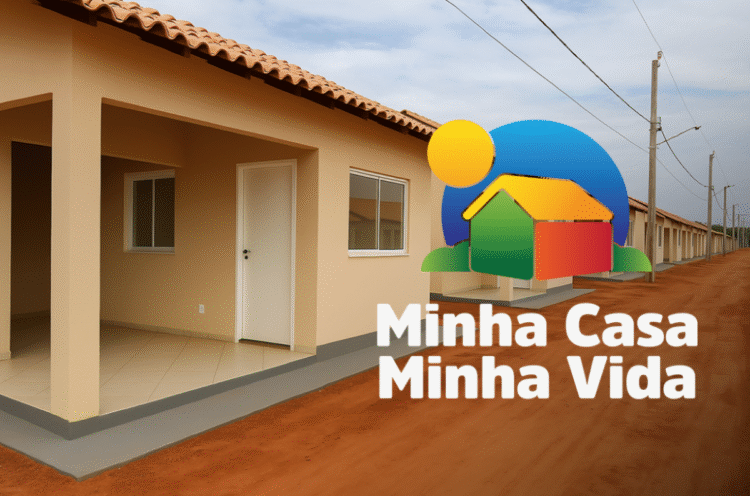 Imagem de casas do programa Minha Casa Minha Vida Rural com logo e texto sobre o contrato para 170 moradias.