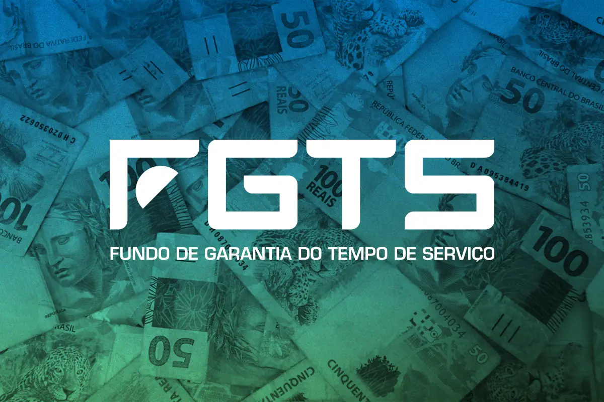 Notas de real com o logotipo do FGTS, representando as regras do saque-aniversário