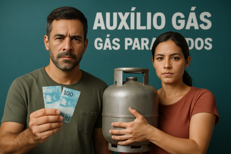 Casal representa auxílio gás no Brasil