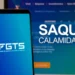 Imagem ilustrativa do saque Calamidade FGTS, com fundo digital e logo da Caixa Econômica.