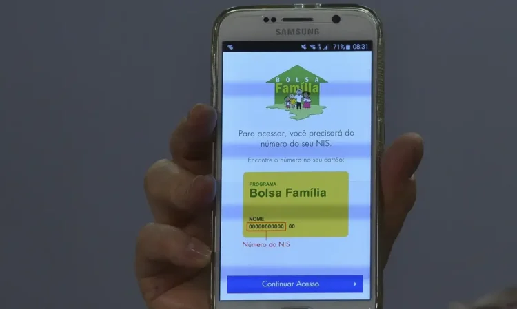 Tela do app Bolsa Família exibindo solicitação do número do NIS