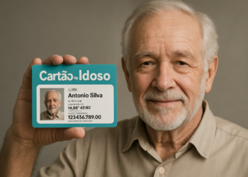 Homem apresenta Cartão do Idoso