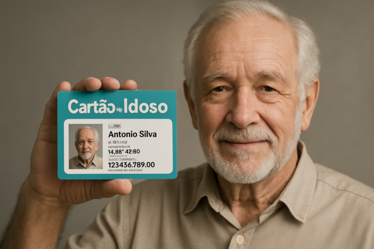 Homem apresenta Cartão do Idoso