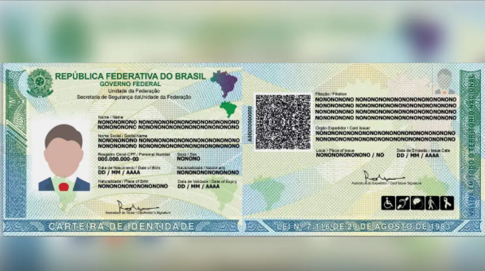 Exemplo de Carteira de Identidade Nacional do Brasil
