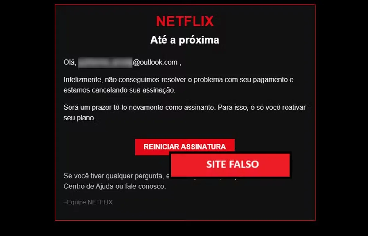 Alerta de golpe da Netflix com link falso para reativação de assinatura