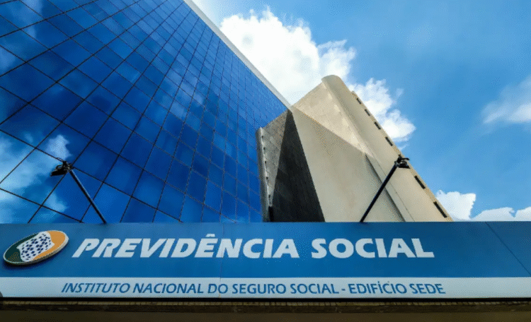 Edifício do INSS com a logo e nome 'Previdência Social