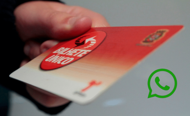 Imagem de Bilhete Único com ícone do WhatsApp, relacionado à recarga do bilhete via WhatsApp em SP.