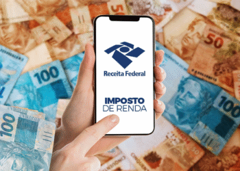Imagem ilustrativa do 4º lote de restituição do Imposto de Renda 2025 com a logo da Receita Federal e notas de reais