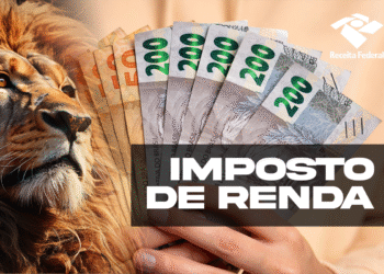 Dinheiro e leão simbolizando o Imposto de Renda 2025 e a Restituição