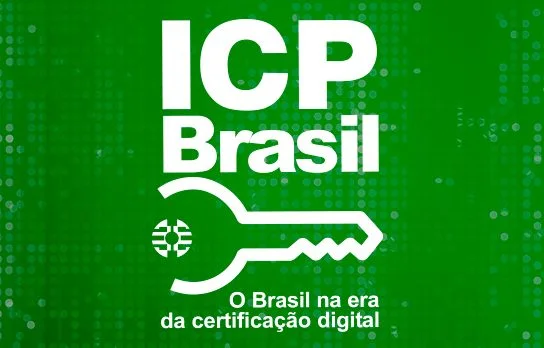 Logo do ICP Brasil com chave e o texto 'O Brasil na era da certificação digital