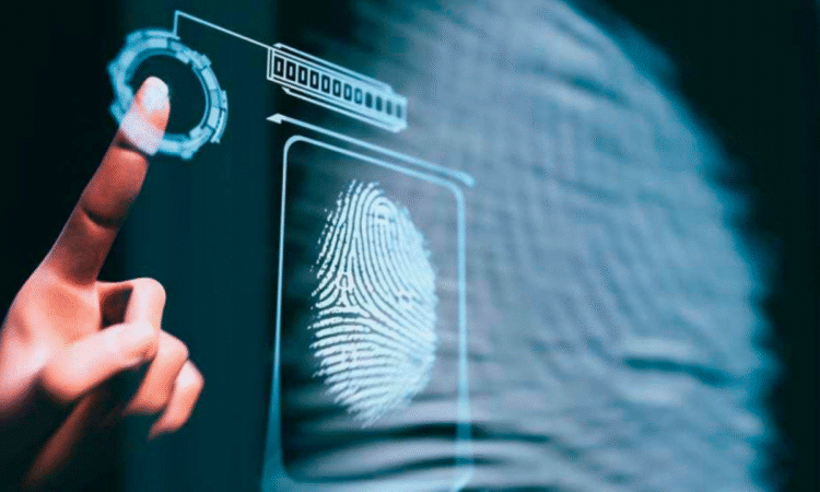 Imagem de biometria digital representando o processo de identificação para o Bolsa Família 2025.
