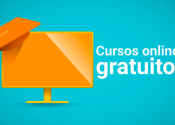 Imagem de um computador com um chapéu de formatura, representando cursos online gratuitos e carteira de estudante.