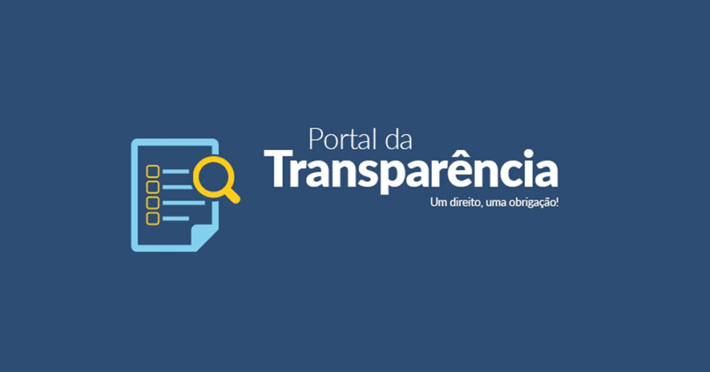 Logo do Portal da Transparência, com um ícone de lupa e uma folha de papel.