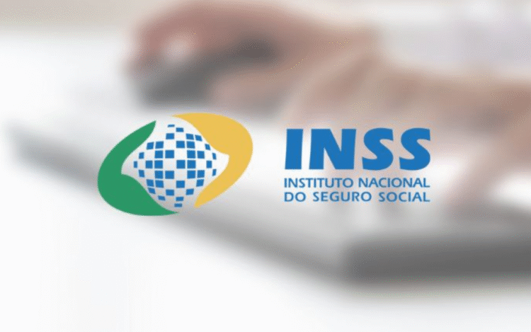 Logo do INSS com fundo desfocado