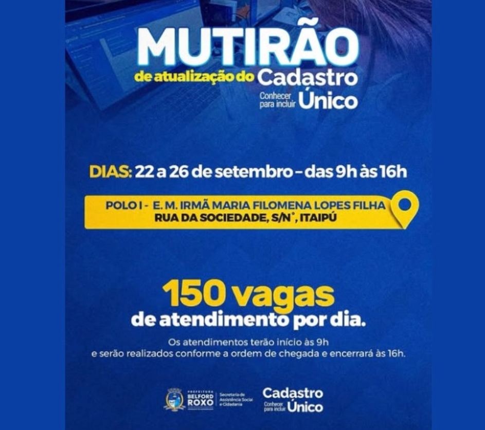 Mutirão de atualização do Cadastro Único segue até às 16h com atendimento por ordem de chegada