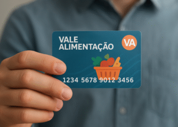 Pessoa segurando cartão de vale-alimentação.