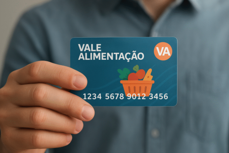 Pessoa segurando cartão de vale-alimentação.