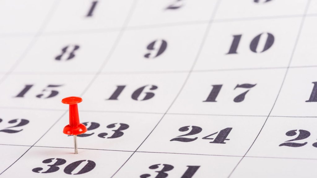 Imagem de calendário de 2026 com um alfinete vermelho destacando o dia 30.