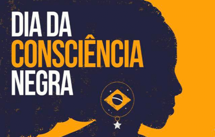 Ilustração do Dia da Consciência Negra com a silhueta de uma mulher e cores em destaque.